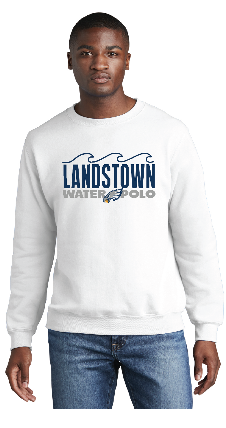 Core Fleece Crewneck Sweatshirt / White / Landstown High School Water Polo