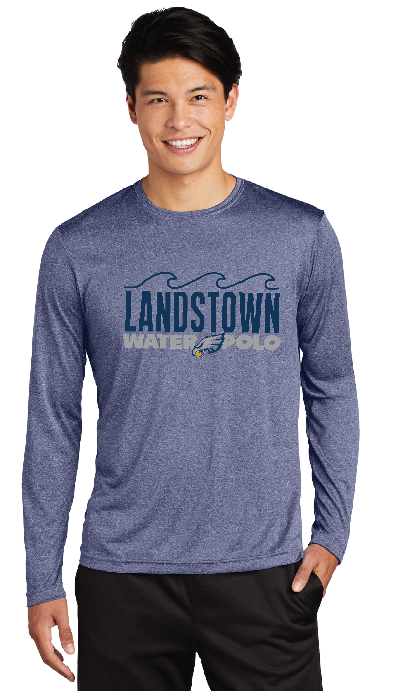 Long Sleeve Heather Contender Tee / Navy Heather / Landstown High School Water Polo