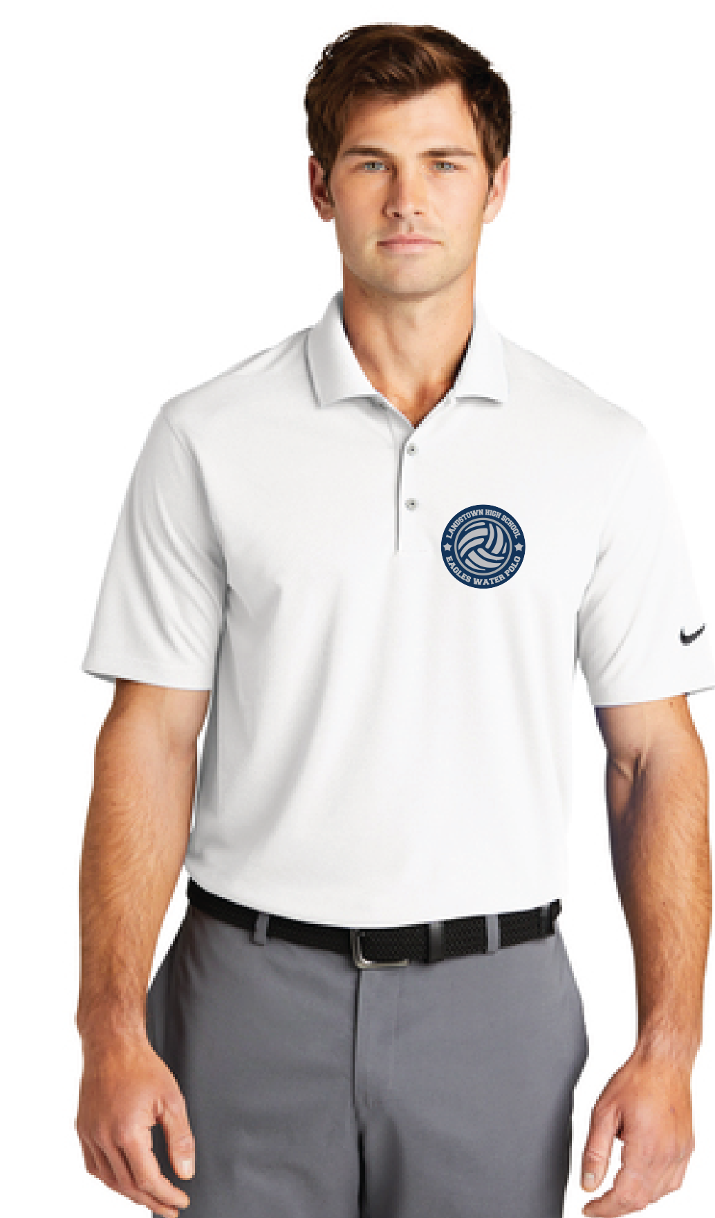 Nike Dri-FIT Micro Pique Polo / White / Landstown High School Water Polo