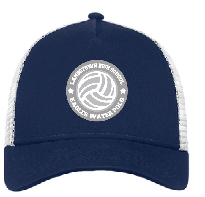 Snapback Trucker Cap / Deep Navy/ White / Landstown High School Water Polo