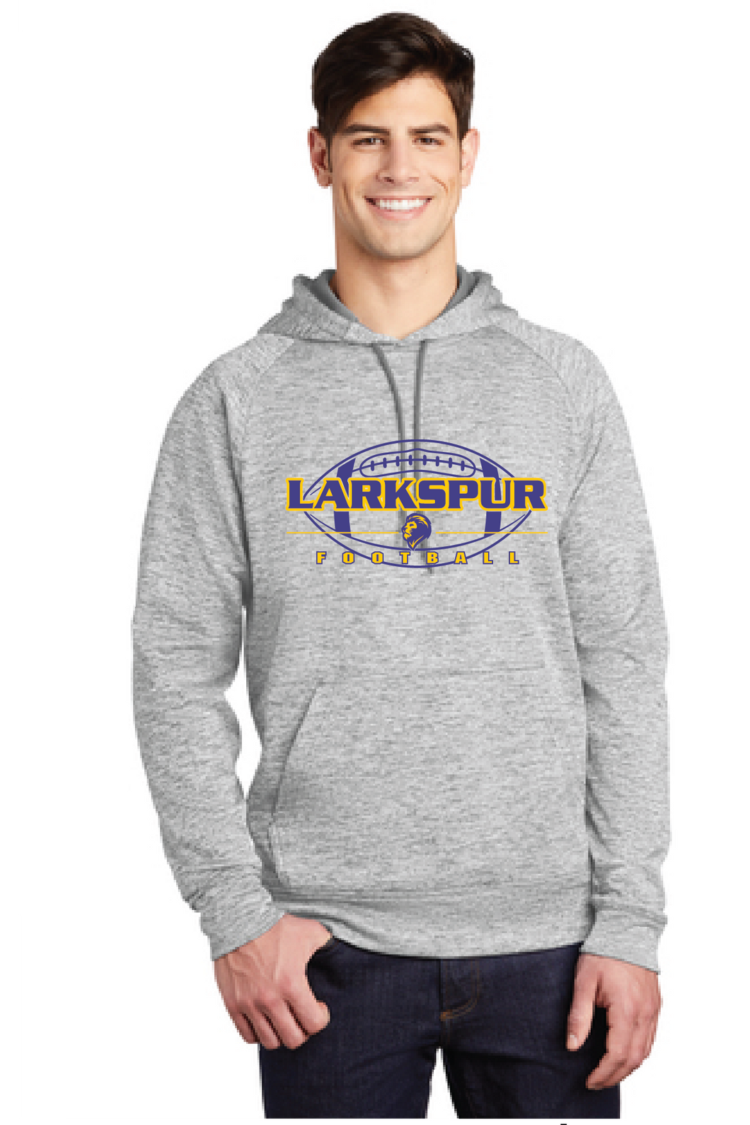 Electric Heather Fleece Hooded Pullover / Silver / Larkspur Middle School Football