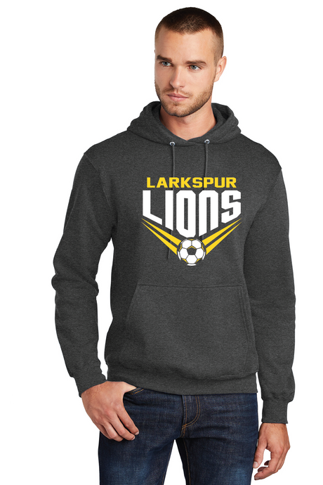 Fleece Pullover Hooded Sweatshirt / Dark Heather Grey / Larkspur Middle School Boys Soccer