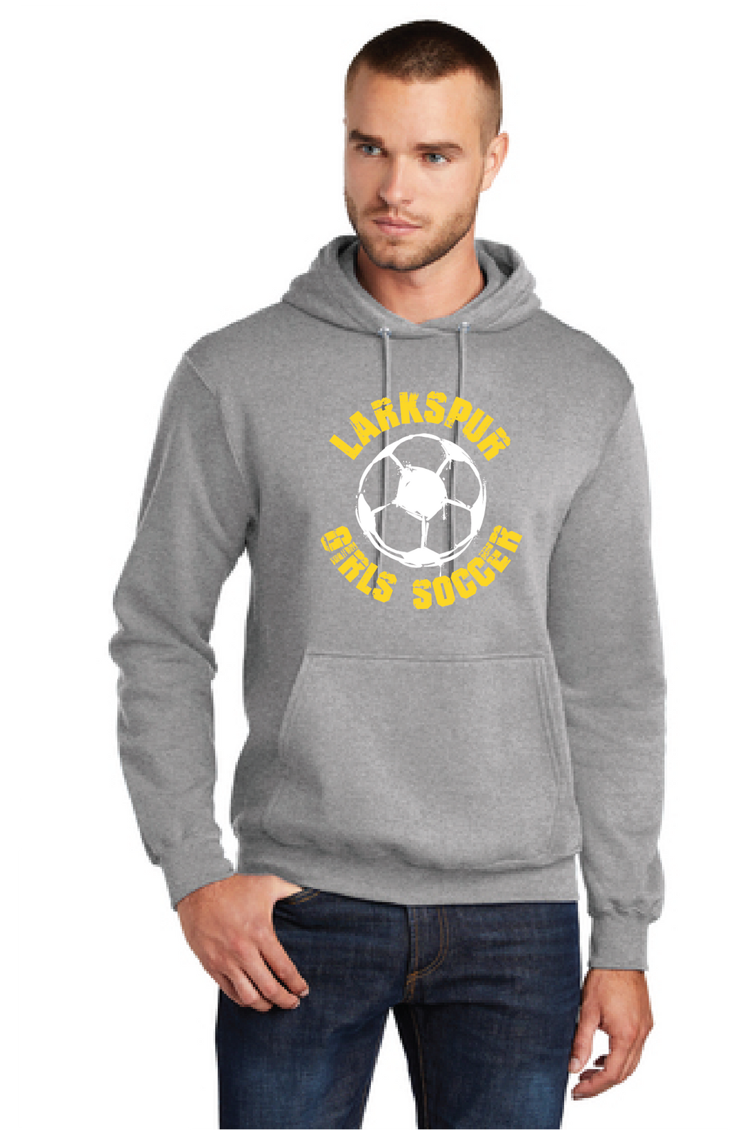 Core Fleece Pullover Hooded Sweatshirt / Athletic Heather / Larkspur Middle School Girls Soccer