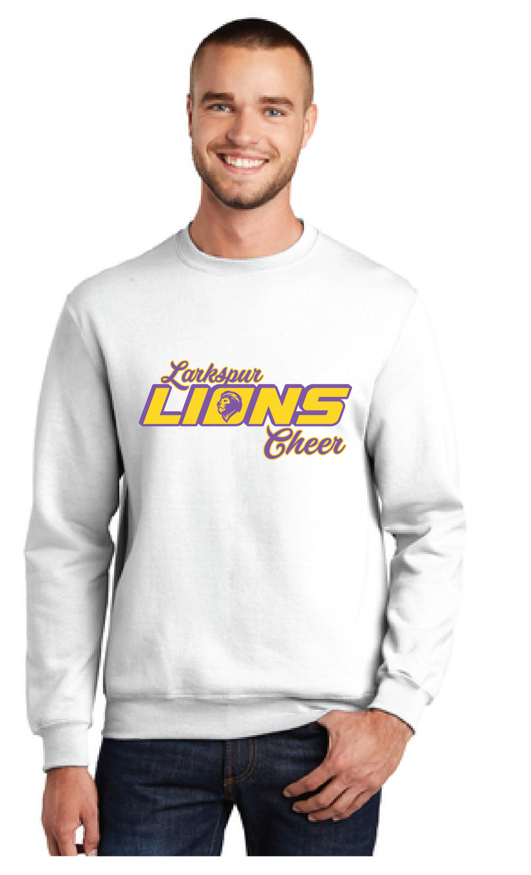 Core Fleece Crewneck Sweatshirt / White / Larkspur Middle School Cheer