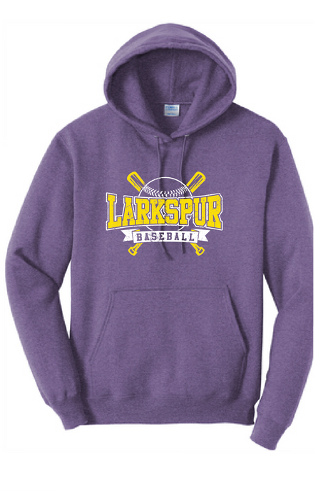 Core Fleece Pullover Hooded Sweatshirt / Purple / Larkspur Middle School Baseball