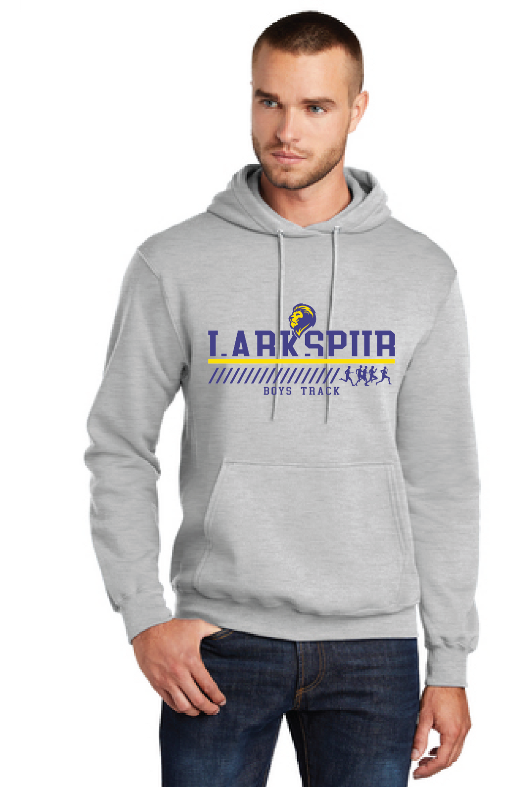 Core Fleece Pullover Hooded Sweatshirt / Ash / Larkspur Middle School Boys Track