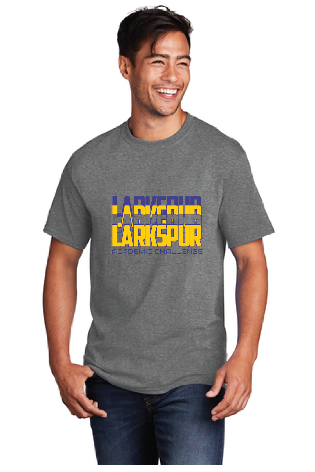 Core Cotton Tee / Graphite Heather / Larkspur Middle School Academic Challenge