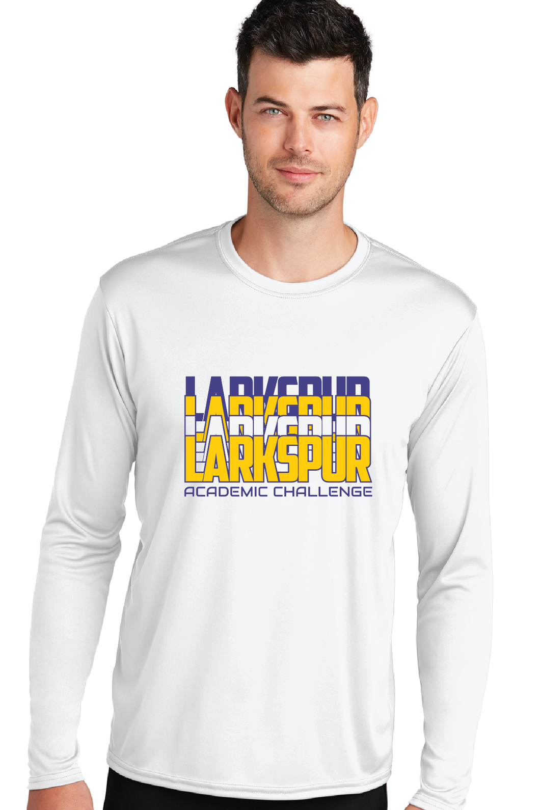Long Sleeve Performance Tee / White / Larkspur Middle School Academic Challenge