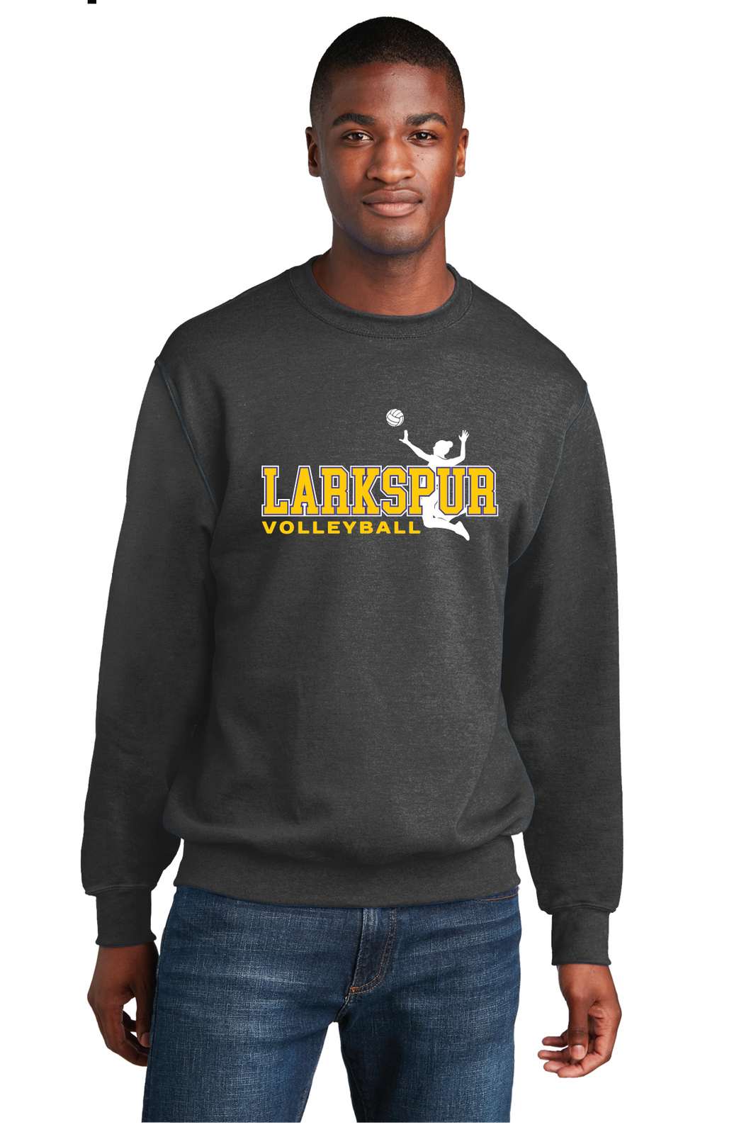 Core Fleece Crewneck Sweatshirt / Heather Charcoal / Larkspur Middle School Volleyball