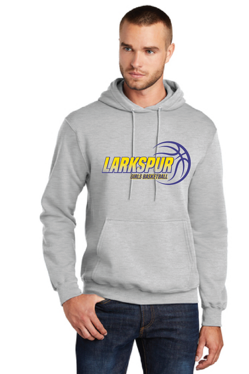 Core Fleece Pullover Hooded Sweatshirt / Ash / Larkspur Middle School Girls Basketball