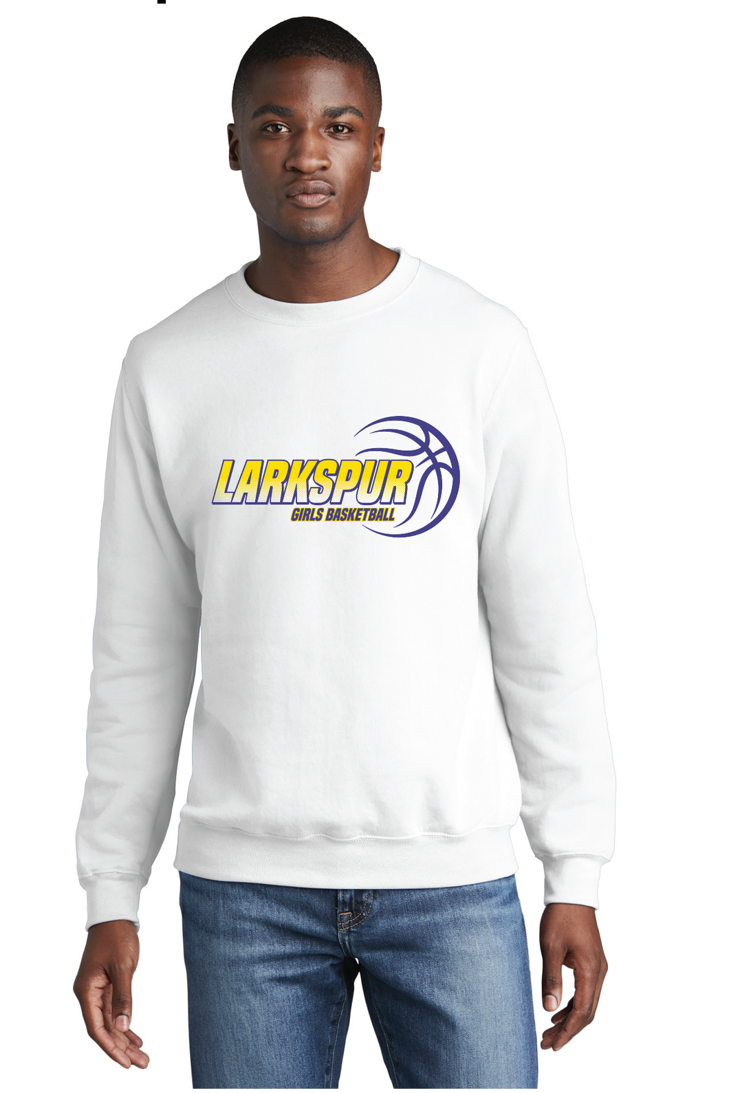 Core Fleece Crewneck Sweatshirt / White / Larkspur Middle School Girls Basketball