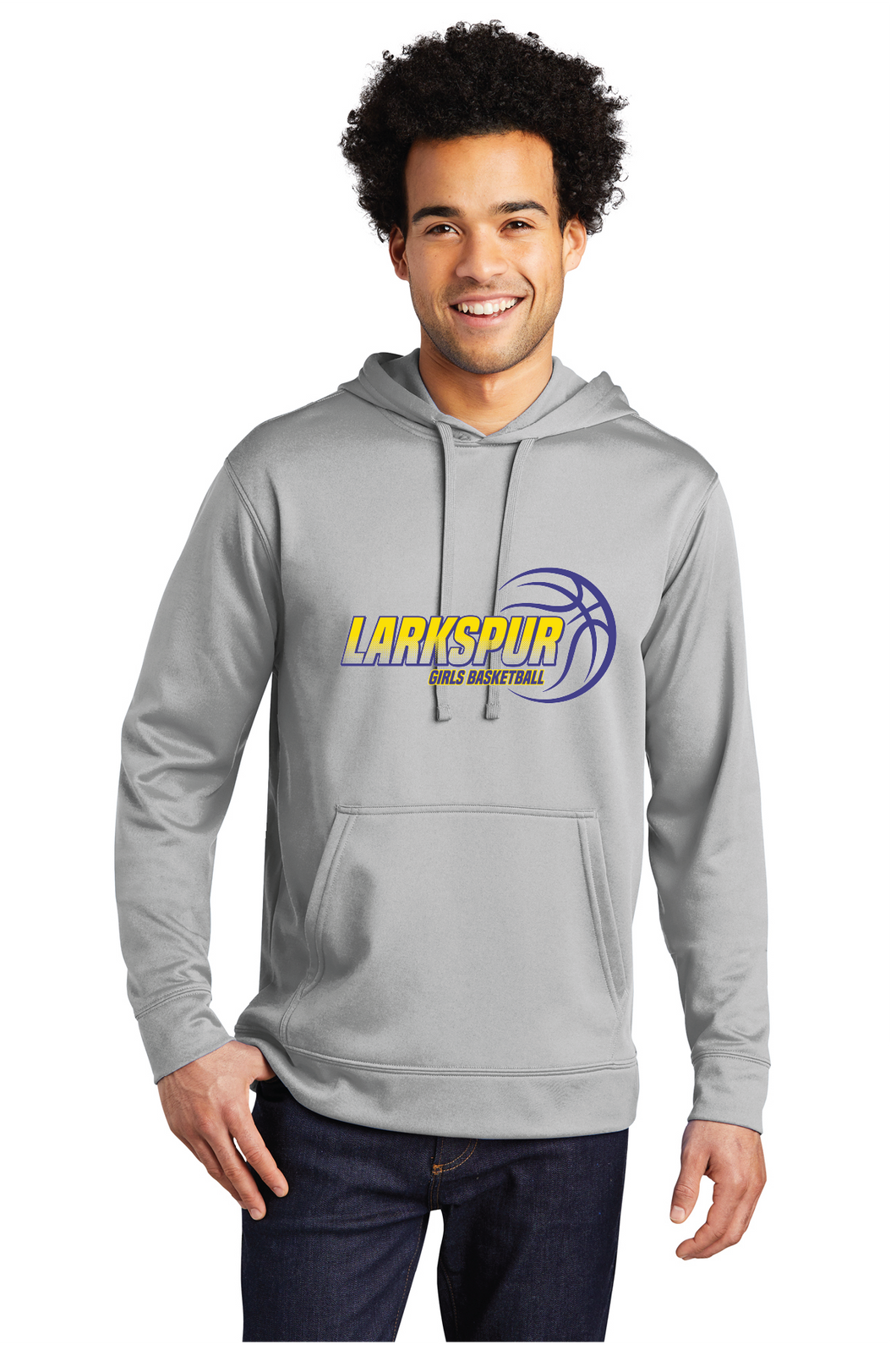 Performance Fleece Pullover Hooded Sweatshirt / Silver / Larkspur Middle School Girls Basketball