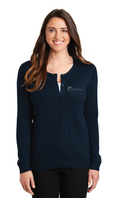 Women’s Crewneck Cardigan Sweater / Navy / Legal Aid Society of Eastern Virginia