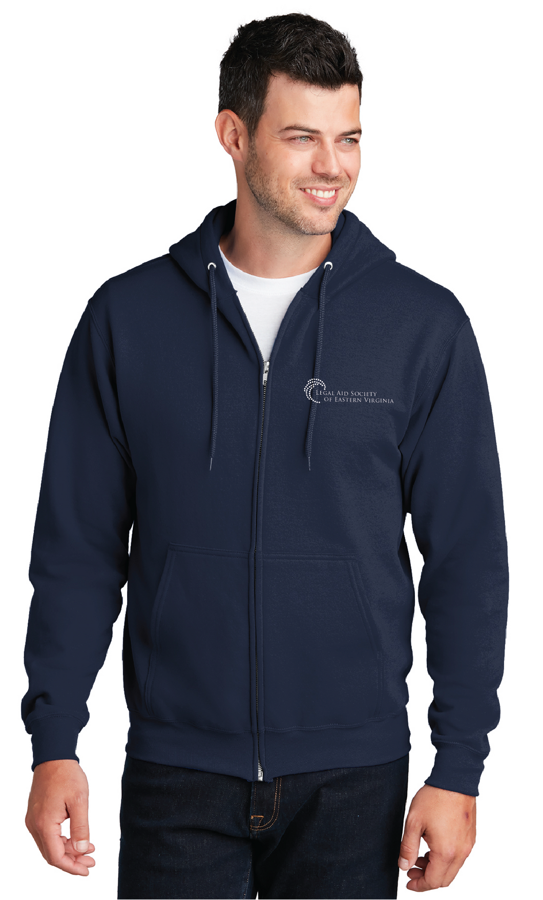 Fleece Full-Zip Hooded Sweatshirt / Navy / Legal Aid Society of Eastern Virginia