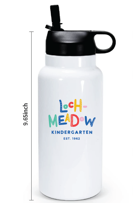 30oz Stainless Steel Water Bottle / White / Loch Meadow Kindergarten