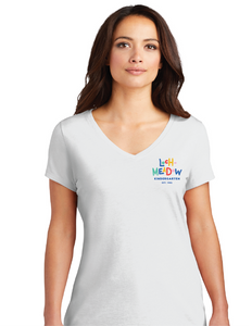 Women’s Triblend V-Neck Tee / White / Loch Meadow Kindergarten