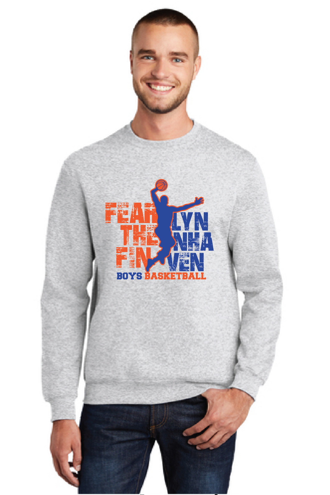 Fleece Crewneck Sweatshirt / Ash / Lynnhaven Middle School Boys Basketball