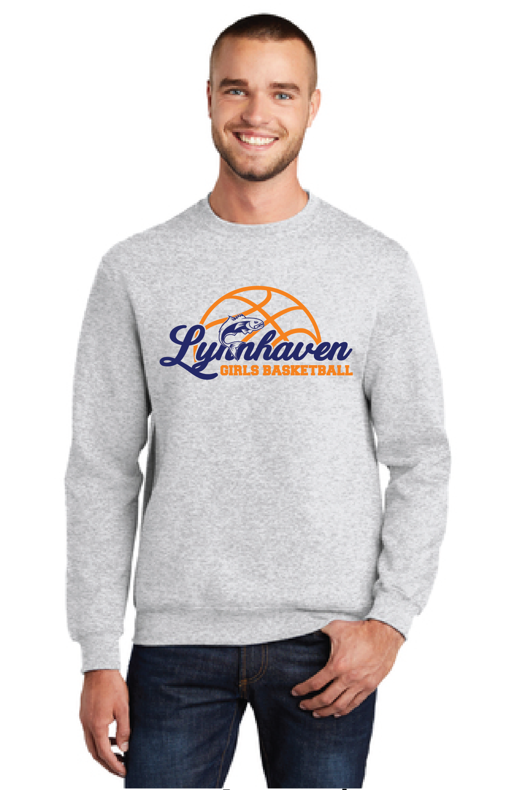 Core Fleece Crewneck Sweatshirt / Ash / Lynnhaven Middle School Girls Basketball