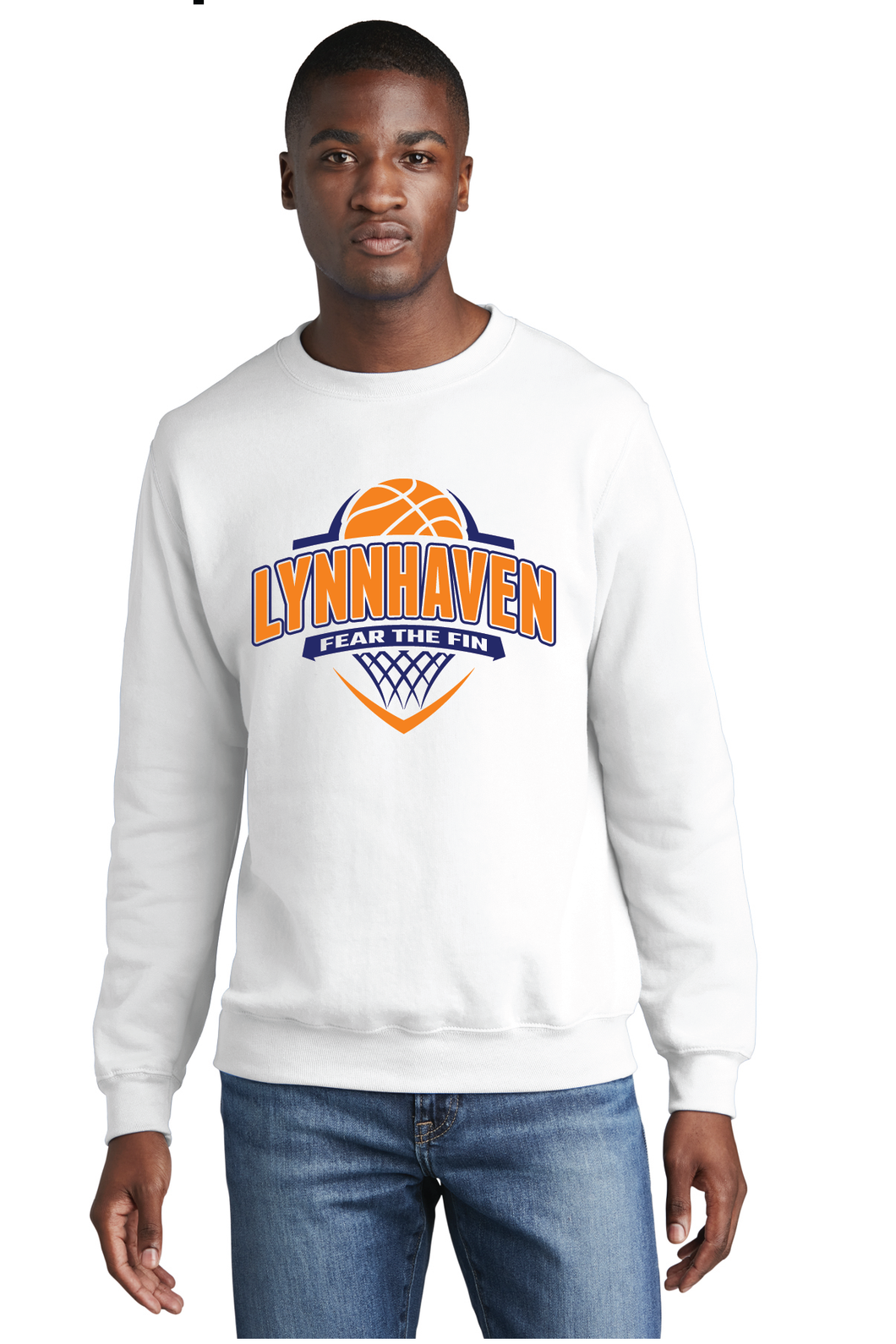 Core Fleece Crewneck Sweatshirt / White / Lynnhaven Middle School Girls Basketball