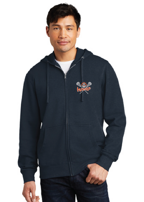 Fleece Full Zip Pullover Hooded Sweatshirt / Navy / Maury High School Lacrosse