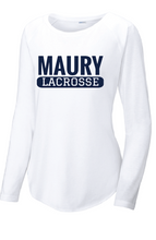 Ladies Long Sleeve Tri-Blend Wicking Scoop Neck Raglan Tee / White / Maury High School Lacrosse