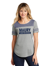 Ladies Tri-Blend Wicking Fan Tee / True Navy Heather / Maury High School Lacrosse