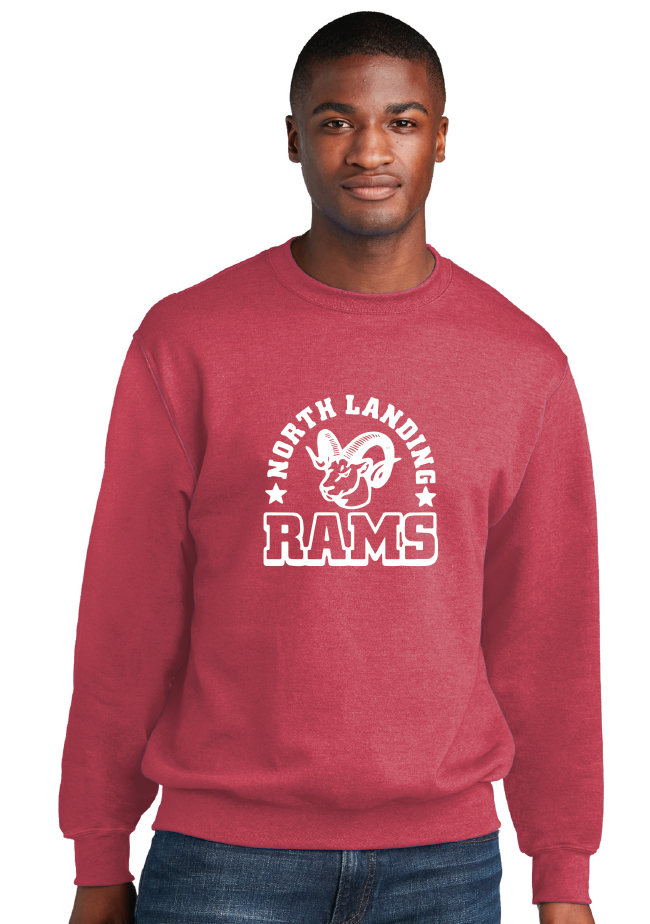 Core Fleece Crewneck Sweatshirt (Youth & Adult) / Heather Red / North Landing Elementary School