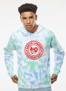 Tie-Dyed Fleece Hooded Sweatshirt / Lagoon Tie Dye / North Landing Elementary School