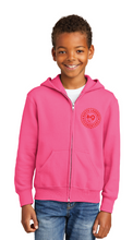 Youth Fleece Full-Zip Hooded Sweatshirt / Pink / North Landing Elementary School