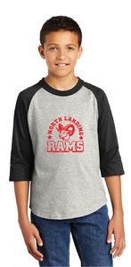 Youth Colorblock Raglan Jersey / Heather Grey/ Black / North Landing Elementary School