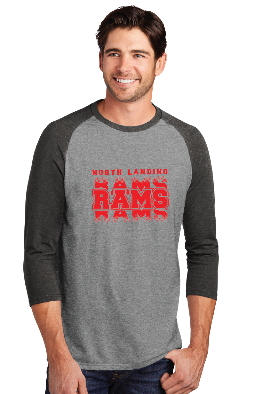 Perfect Tri 3/4-Sleeve Raglan / Grey Black / North Landing Elementary School Staff