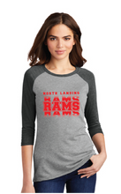 Women's Perfect Tri 3/4-Sleeve Raglan / Grey Black / North Landing Elementary School Staff