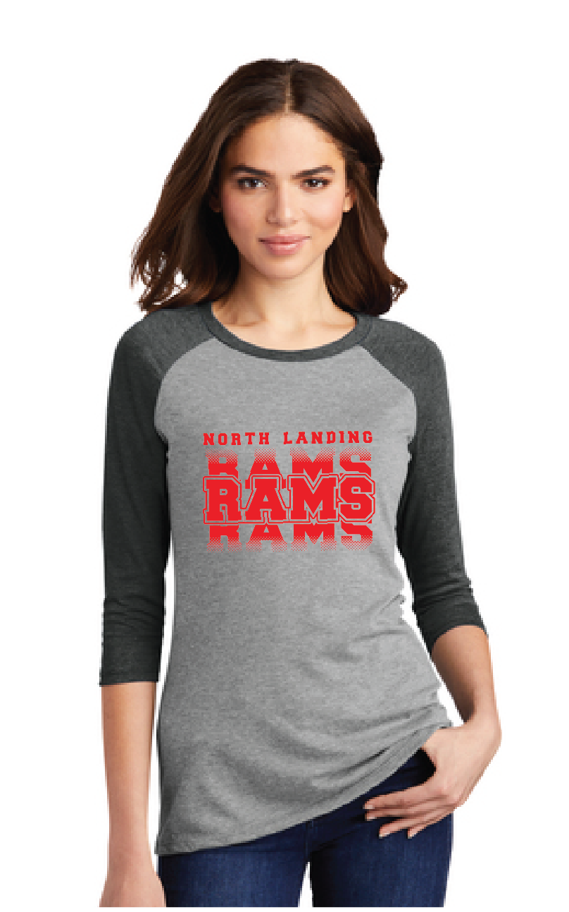 Women's Perfect Tri 3/4-Sleeve Raglan / Grey Black / North Landing Elementary School Staff