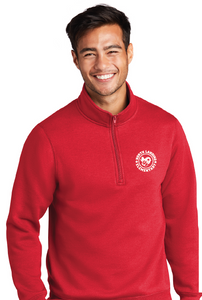 Fleece 1/4-Zip Pullover Sweatshirt / Red / North Landing Elementary School Staff