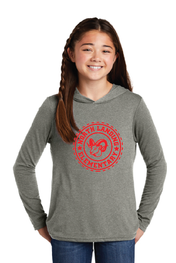 Perfect Triblend Long Sleeve Hoodie (Youth & Adult) / Heather Grey / North Landing Elementary School