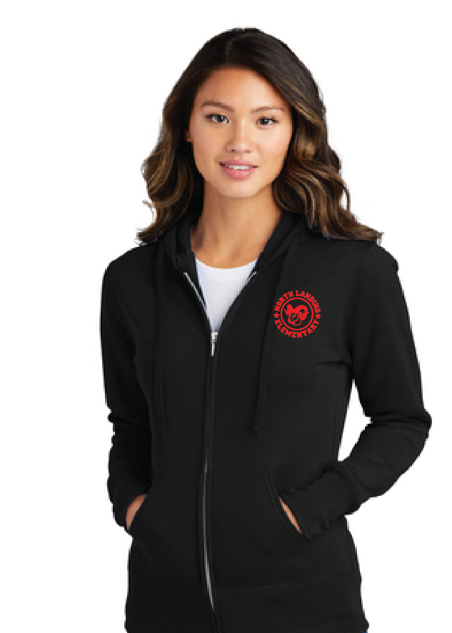 Ladies Fleece Full-Zip Hooded Sweatshirt / Black  / North Landing Elementary School Staff