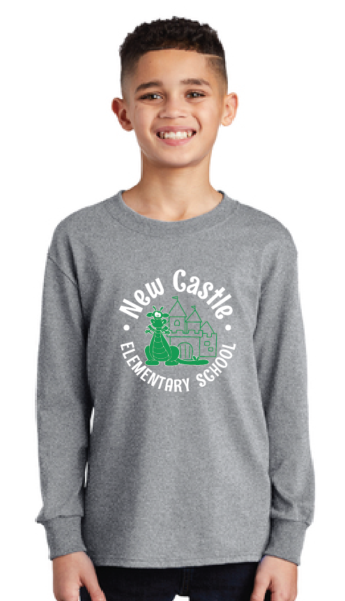 Long Sleeve Core Cotton Tee (Youth & Adult) / Athletic Heather / New Castle Elementary School