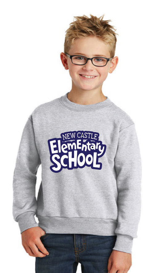 Core Fleece Crewneck Sweatshirt (Youth & Adult) / Ash / New Castle Elementary School