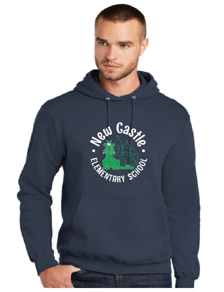 Core Fleece Pullover Hooded Sweatshirt (Youth & Adult) / Navy / New Castle Elementary School