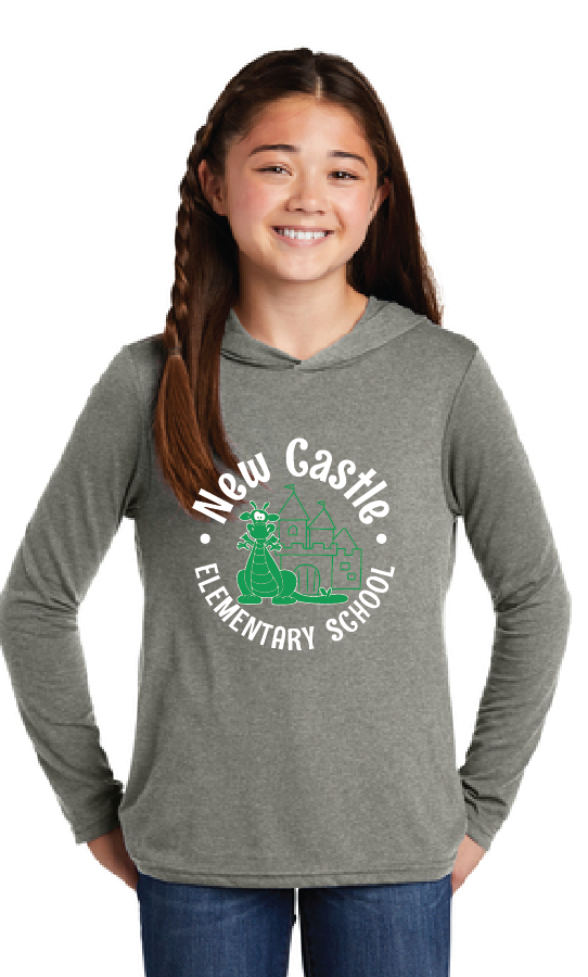 Long Sleeve Hoodie (Youth & Adult) / Grey Frost / New Castle Elementary School