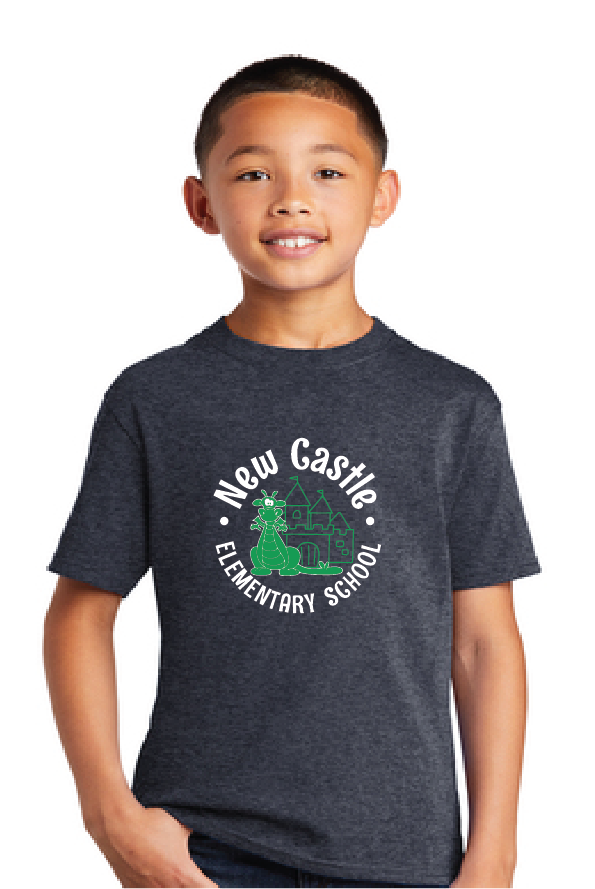 Core Cotton Tee (Youth & Adult) / Heather Navy / New Castle Elementary School