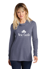 Ladies Tri-Blend Wicking Long Sleeve Hoodie / True Navy Heather / New Castle Elementary School Staff