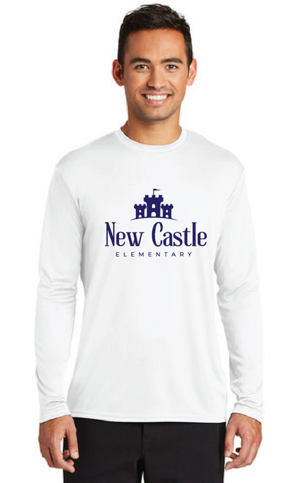 Long Sleeve Performance Tee / White / New Castle Elementary School Staff