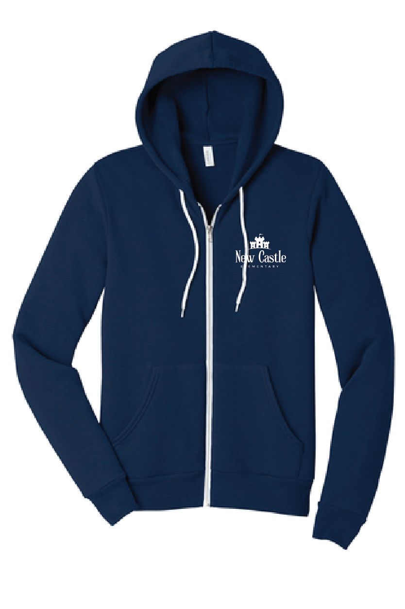 Unisex Sponge Fleece Full-Zip Hoodie / Navy / New Castle Elementary School Staff