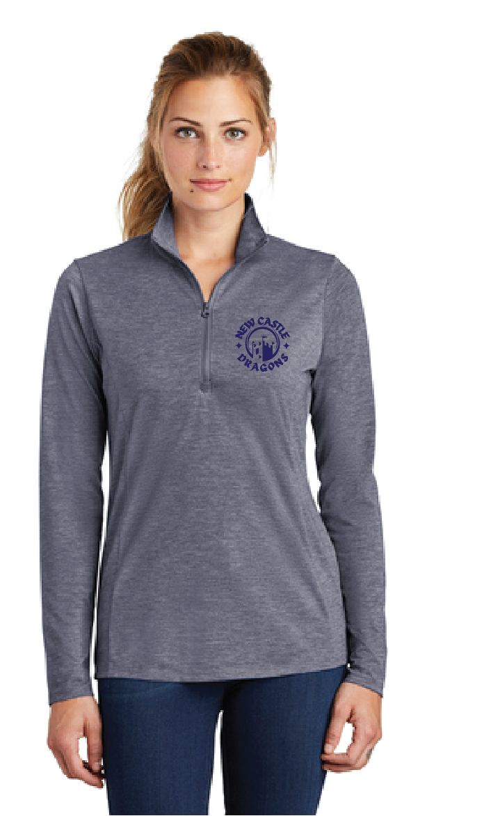 Tri-Blend Wicking 1/4-Zip Pullover / Navy Heather / New Castle Elementary School Staff