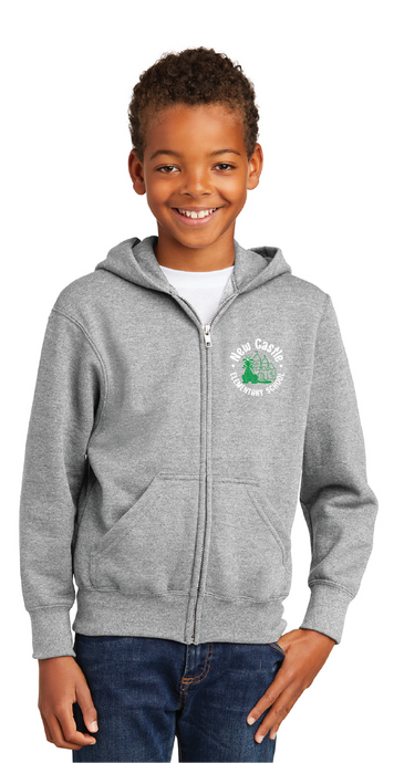 Core Fleece Full-Zip Hooded Sweatshirt(Youth & Adult) / Athletic Heather / New Castle Elementary School