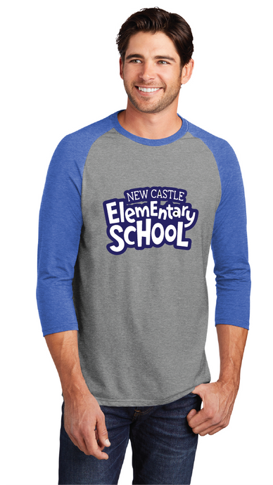 Perfect Tri 3/4-Sleeve Raglan / Royal Frost / New Castle Elementary School