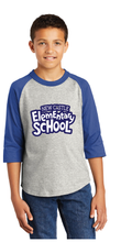 Youth Colorblock Raglan Jersey / Heather Grey & Royal  / New Castle Elementary School