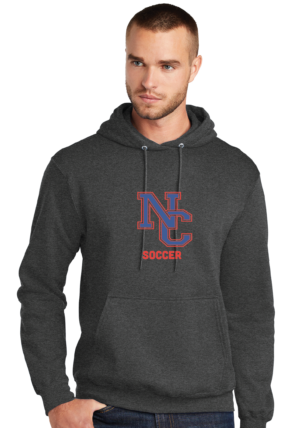 Fleece Pullover Hooded Sweatshirt / Dark Heather Charcoal / Norfolk Collegiate Soccer