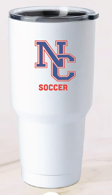 32oz Stainless Steel Tumbler / White / Norfolk Collegiate Soccer